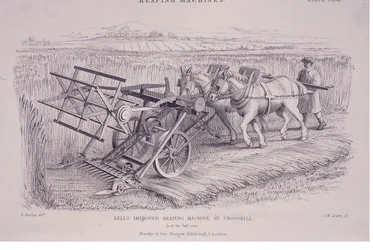 Bells melhorou a máquina de colheita da Crosskill, c1840s.