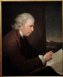 Retrato do relojoeiro, geólogo e físico John Whitehurst (1713-1788) Pintura de Joseph Wright Of Derby (1734-1797)