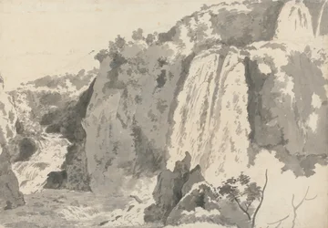 Paisagem rochosa com cascatas