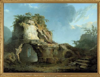 O túmulo do poeta romano Virgílio (70-19 a.C.) Está localizado perto da caverna de Pozzuoli (Pozzuoli), perto de Nápoles. Pintura de Joseph Wright Of Derby (1734-1797) 1785 Belfast. Museu do Ulster