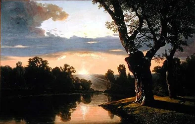 Paisagem com rio e árvores (óleo sobre tela)