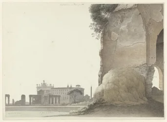A Basílica de San Giovanni in Laterano, com o Templo de Minerva Medica em primeiro plano A Igreja de San Giovanni in Laterano, com o Templo de Minerva Medica em primeiro plano à direita, em Roma