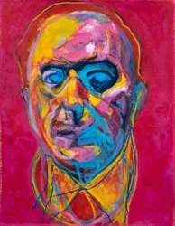 Retrato abstrato e vibrante de um homem