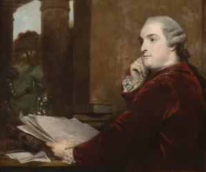 Detalhe do retrato de William Henry Cavendish Bentinck, 3º Duque de Portland em sua mesa, 1771