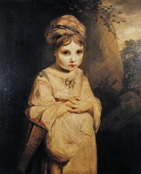 Menina com morangos, pintura de Joshua Reynolds (1723-1792), óleo sobre tela, 76, 6x63, 7 cm