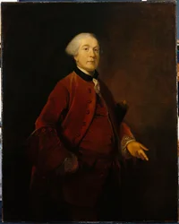 Retrato de George Ashby, em pé, três quartos, vestindo uma jaqueta e colete