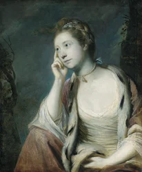 Retrato de Lady Mary Coke, metade do comprimento, em uma capa vermelha debruada a arminho