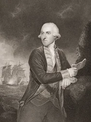 Samuel Hood, 1º visconde Hood, ilustração de "Batalhas da Inglaterra por mar e terra" por Lieut. Coronel Williams (gravura)
