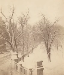 Cena de neve em Boston Common, década de 1850 (foto)