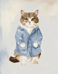 Gatinho fofo com casaco azul