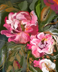 Flores rosas exuberantes