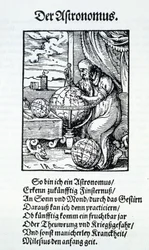 Um astrônomo com um verso de Hans Sachs, pub. Frankfurt 1568
