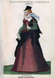 Fidalga Sienese. De Habitus praecipuorum popularum, por Jost Amman