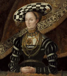 Alemão: Doppelbildnis Philipps des Großmütigen und seine Frau Christine, geborene Herzog von Sachsen Retrato duplo de Philipps des Großmütigen e de sua mulher Christine