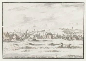 Vista de um acampamento do exército de Willem III perto de Leuven