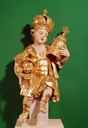 Europa, de um grupo que representa os Quatro Continentes do Mundo (madeira policromada)