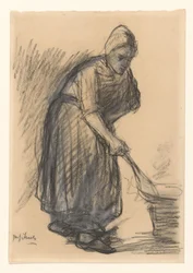 Agricultor segurando uma frigideira no fogo