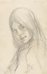 Retrato de uma menina com cabelo solto