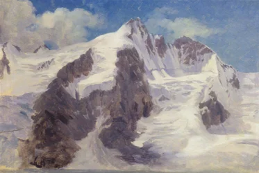Picos de montanhas cobertos de neve.