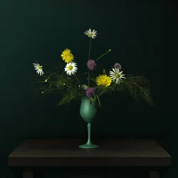 Natureza morta com vaso de flores silvestres