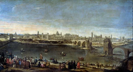 Vista da Cidade de Saragoça (Saragoça) em 1646 Pintura de Juan Bautista del Mazo (1612-1667) 1646 Madrid, Museu do Prado