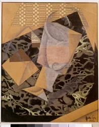 No café. Pintura cubista espanhola de Juan Gris (1887 - 1927)
