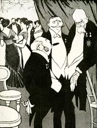 Enviado russo debate a defesa da Turquia com outros dirigentes durante uma conferência, 1908.