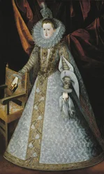 Margaret da Áustria Arquiduquesa de Styria da Áustria e posteriormente Rainha Consorte de Espanha - Retrato de Margarita da Áustria (1584-1611) por Pantoja de la Cruz, Juan (1553-1608)