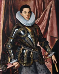 Retrato do Príncipe Filipe Emanuel de Saboia (1586-1605) - Pintura de Juan Pantoja de la Cruz (1553-1608), óleo sobre tela (111,5x89,5 cm), cerca de 1604 - Retrato do Príncipe Filipe Emanuel de Saboia (1586 - 1605), óleo sobre tela de J. Pantoja de la Cruz