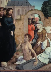 "A Ressurreição de Lázaro" Pintura de Juan (João) de Flandres (ca. 1465-1519) - 1514-1519 Dim 110x84 cm Museo del Prado, Madrid