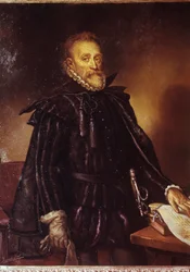 Retrato de Miguel de Cervantes (1547-1616), escritor espanhol Miguel Cervantes de Saavedra. Pintura atribuída a Juan de Jauregui (1583-1641)