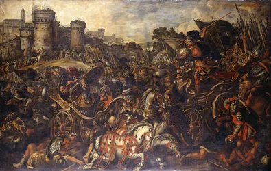 Aquiles enfrenta Heitor fora de Troia