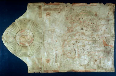 Carta náutica de Juan de la Cosa (1460-1510), cartógrafo companheiro do navegador Cristóvão Colombo (1451-1506)