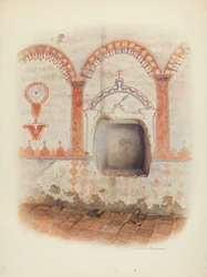 Pintura mural e nicho batismal, c. 1941.
