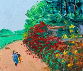 Crianças numa estrada rural