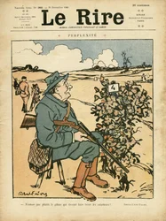 Ilustração de Abel Faivre (1867-1945) para a capa do Le Lire, 25/12/09 - Perplexite - Campo, Lazer, Caça caçador
