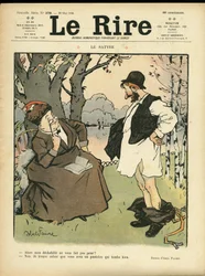 Ilustração de Abel Faivre (1867-1945) para a capa do Le Lire, 30/05/08 - O Sentado - Vegetação Natural, Amor, Moda, Árvore, Vidraria