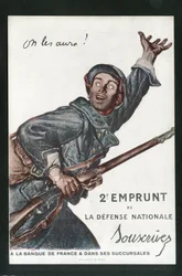 Cartão Postal, Satirical in Colors: Guerra de 14 -18, Empréstimos, Jornadas Patrióticas - Ilustração de Abel Faivre (1867-1945)