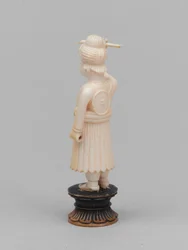 Peão preto, peça de xadrez, Índia, cerca de 1820