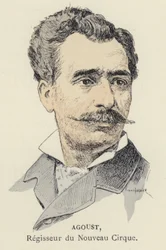 Agoust, diretor do Nouveau Cirque (cor litho)