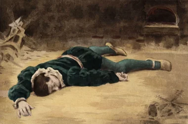 O corpo de Briquenarilles em frente a um forno. Pantagruel. Ilustração de Jules Garnier. Em "Rabelais et l
