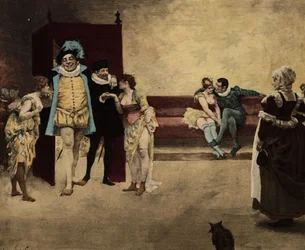 Gargântua com prostitutas. Gargântua, ilustração de Jules Garnier. Em "Rabelais e as obras de Jules Garnier".