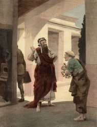 O rei Antígono a falar com Hermódoto. Pantagruel, ilustração de Jules Garnier. Em "Rabelais e as obras de Jules Garnier".