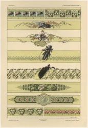 Besouros, placa 14 de &39;Fantasias Decorativas&39;, gravada por Gillot, publicada por Jules Rouam, Librairie de l&39;Art, Paris, 1887 (gravura a cor)