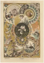 Círculos, placa 27 de &39;Fantasias Decorativas&39;, gravada por Gillot, publicada por Jules Rouam, Librairie de l&39;Art, Paris, 1887 (gravura a cores)
