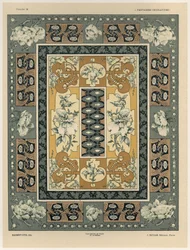 Padrões decorativos, placa 36 de &39;Fantasias decorativas&39;, gravada por Gillot, publicada por Jules Rouam, Librairie de l&39;Art, Paris, 1887 (gravura colorida)