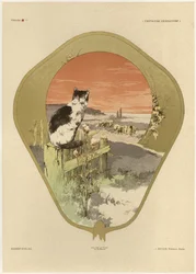 Fan, Placa 16 de &39;Fantasias Decorativas&39;, gravada por Gillot, publicada por Jules Rouam, Librairie de l&39;Art, Paris, 1887 (gravura a cores)