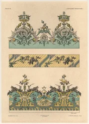 Padrões florais, placa 44 de &39;Fantasias decorativas&39;, gravada por Gillot, publicada por Jules Rouam, Librairie de l&39;Art, Paris, 1887 (gravura a cor)