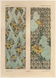 Padrões florais, placa 48 de &39;Fantasias decorativas&39;, gravada por Gillot, publicada por Jules Rouam, Librairie de l&39;Art, Paris, 1887 (gravura a cor)