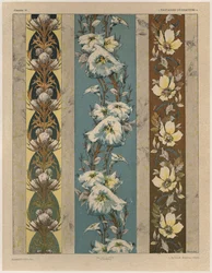 Flores, prato 18, ilustração de &39;Fantaisies decoratives&39;, gravada por Gillot, publicado por Jules Rouam, Librairie de l&39;Art, Paris, 1887 (gravura a cores)